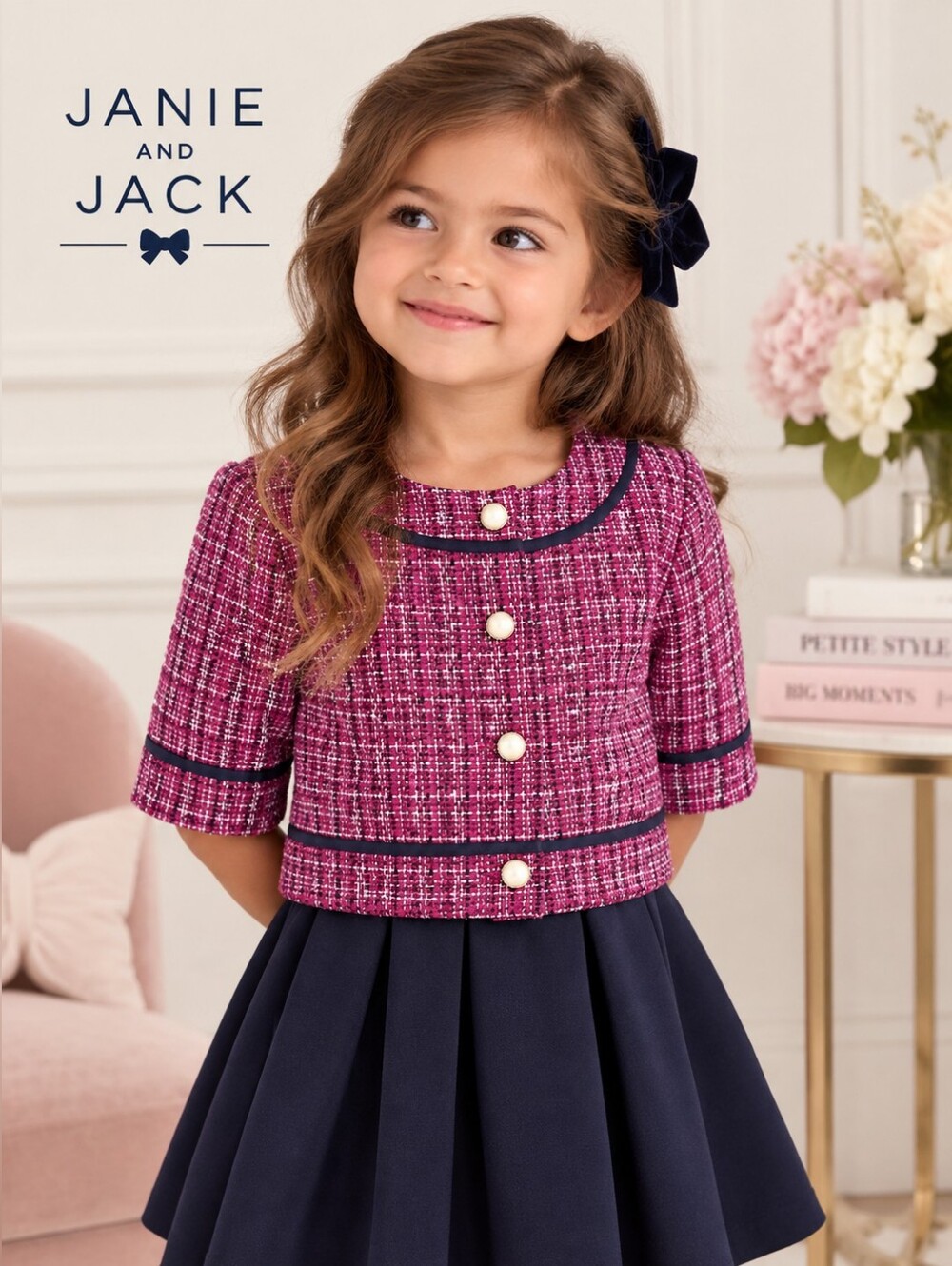 Janie and Jack Autumn Rose Tweed Bouclé Jacket 12-18M